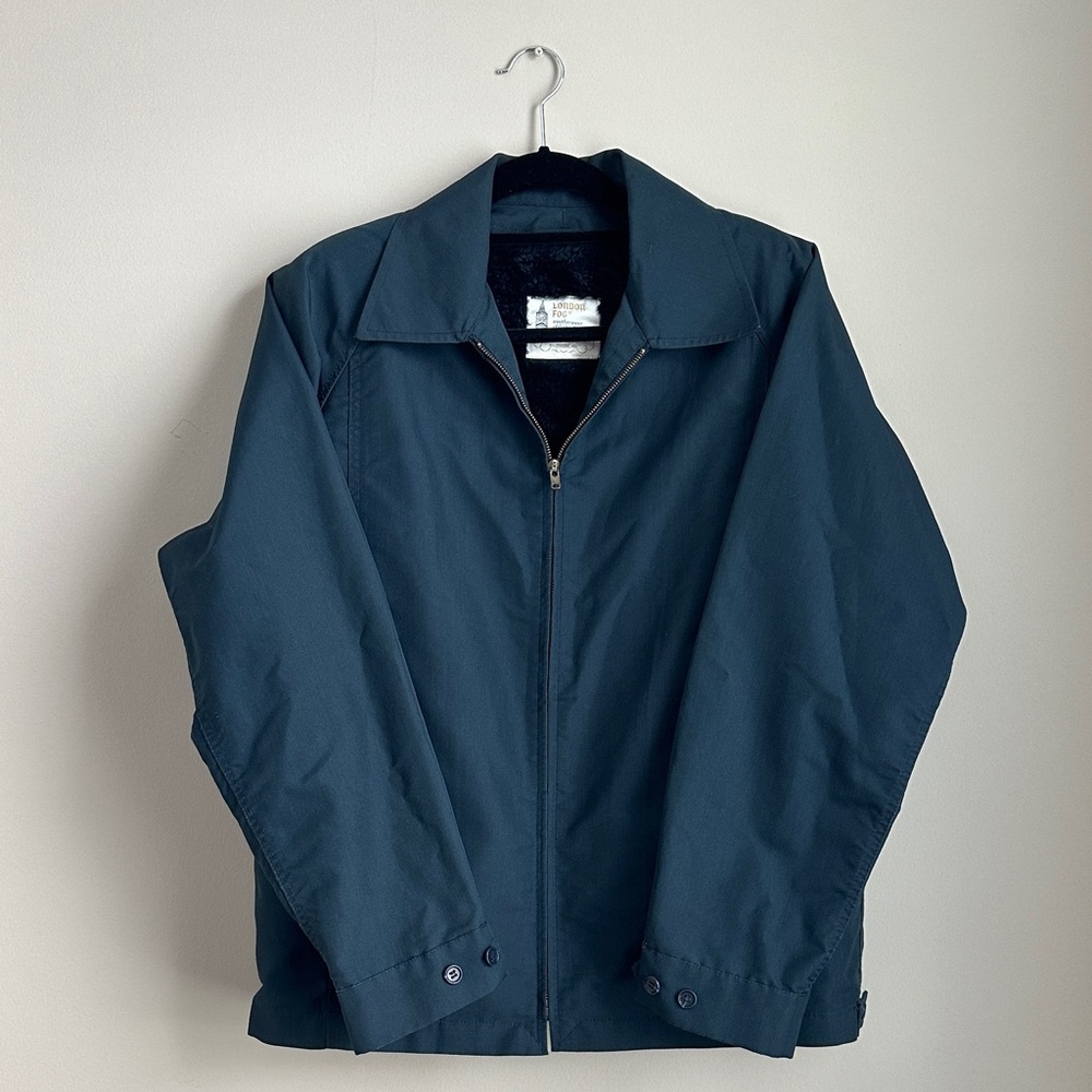 Vintage 1970s London Fog Weatherwear Blue Zip Jacket w/ Liner Made in USA